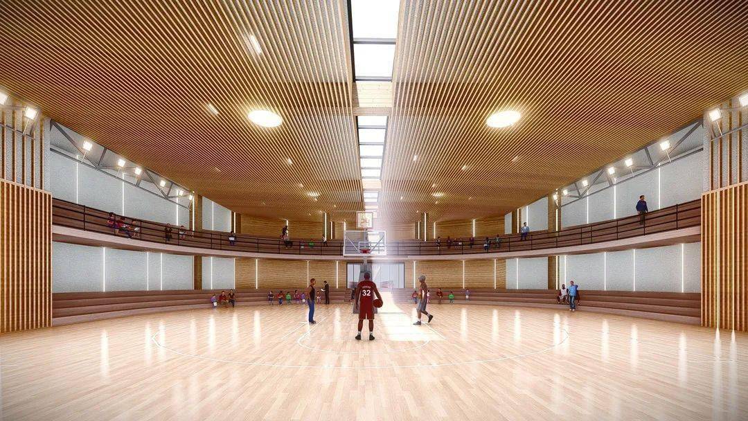 将原本的操场抬高,变成一个具有双层跑道的专业综合型体育馆.