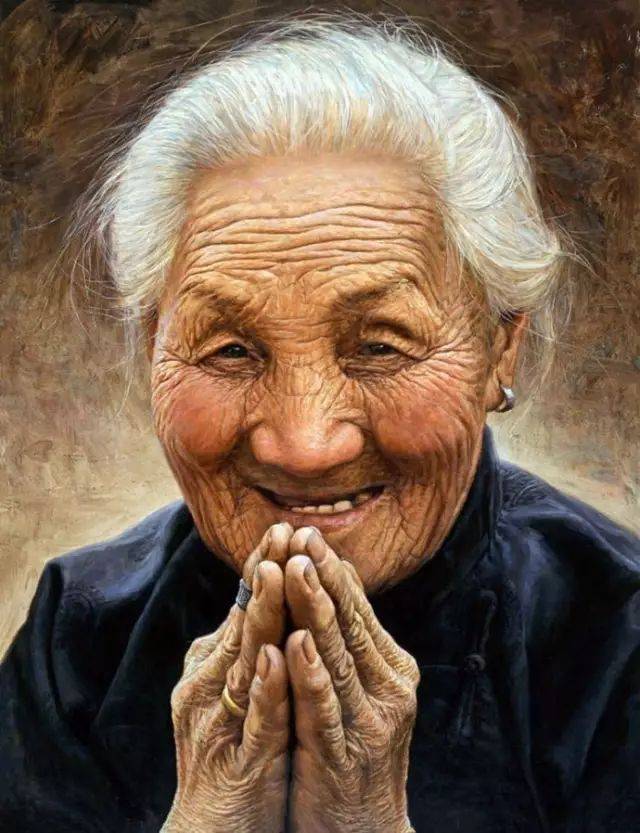 慈祥的奶奶——油画