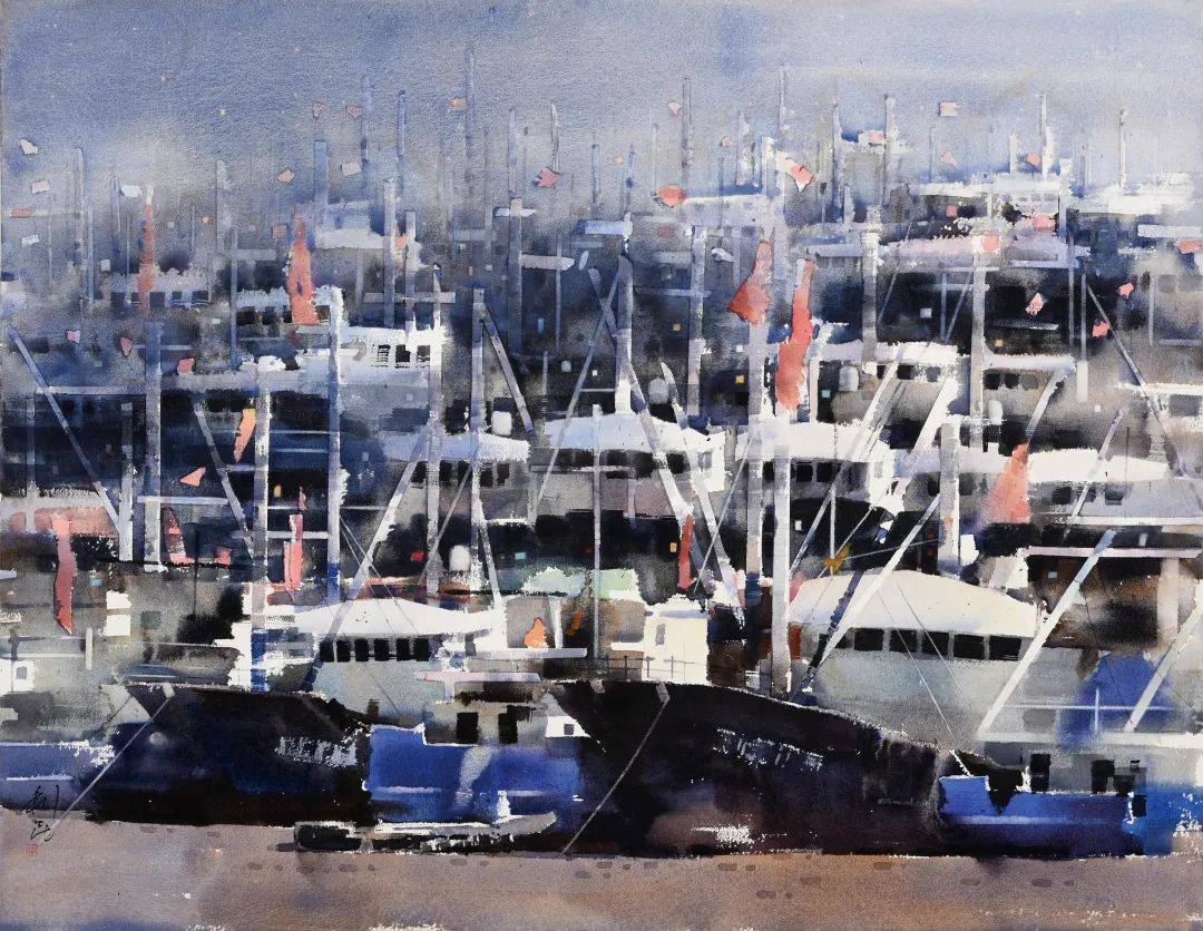 台风即将来临 李利民 86x116cm 2020港·一 李崇高 75x100cm 2020起网