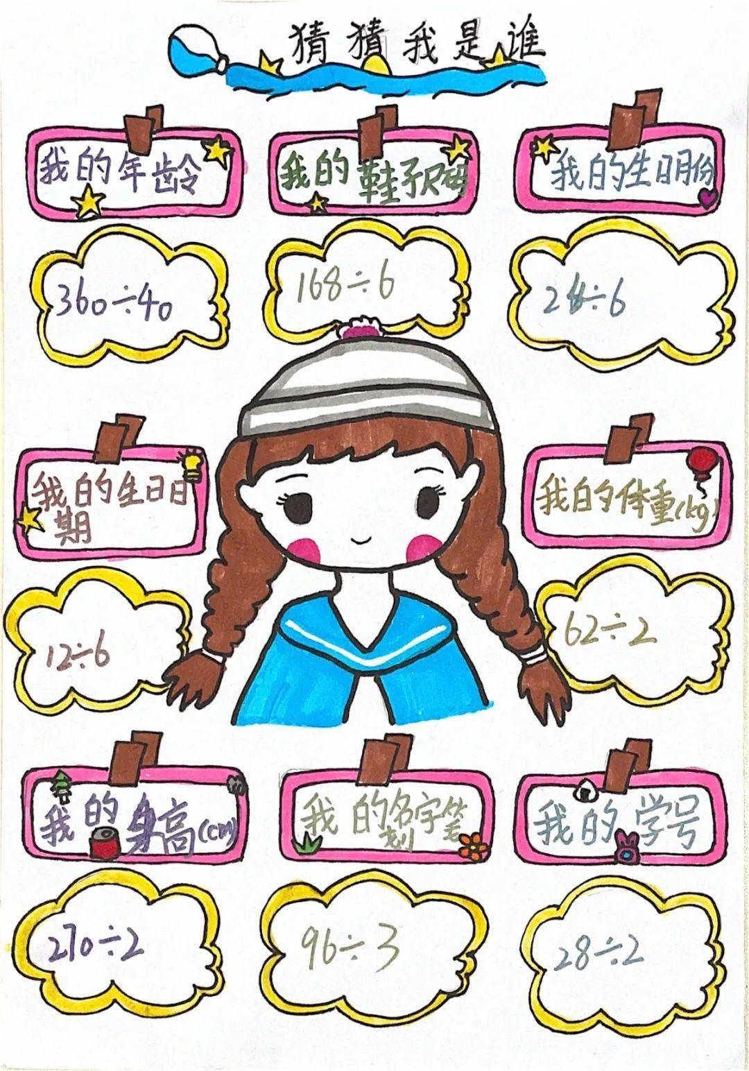 创意致远猜猜我是谁三年级数学乘除法计算创意作业