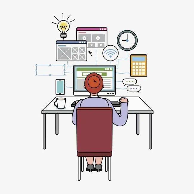 从事办公室工作或伏案写作的人长期在办公室里工作经常坐在电脑前打字