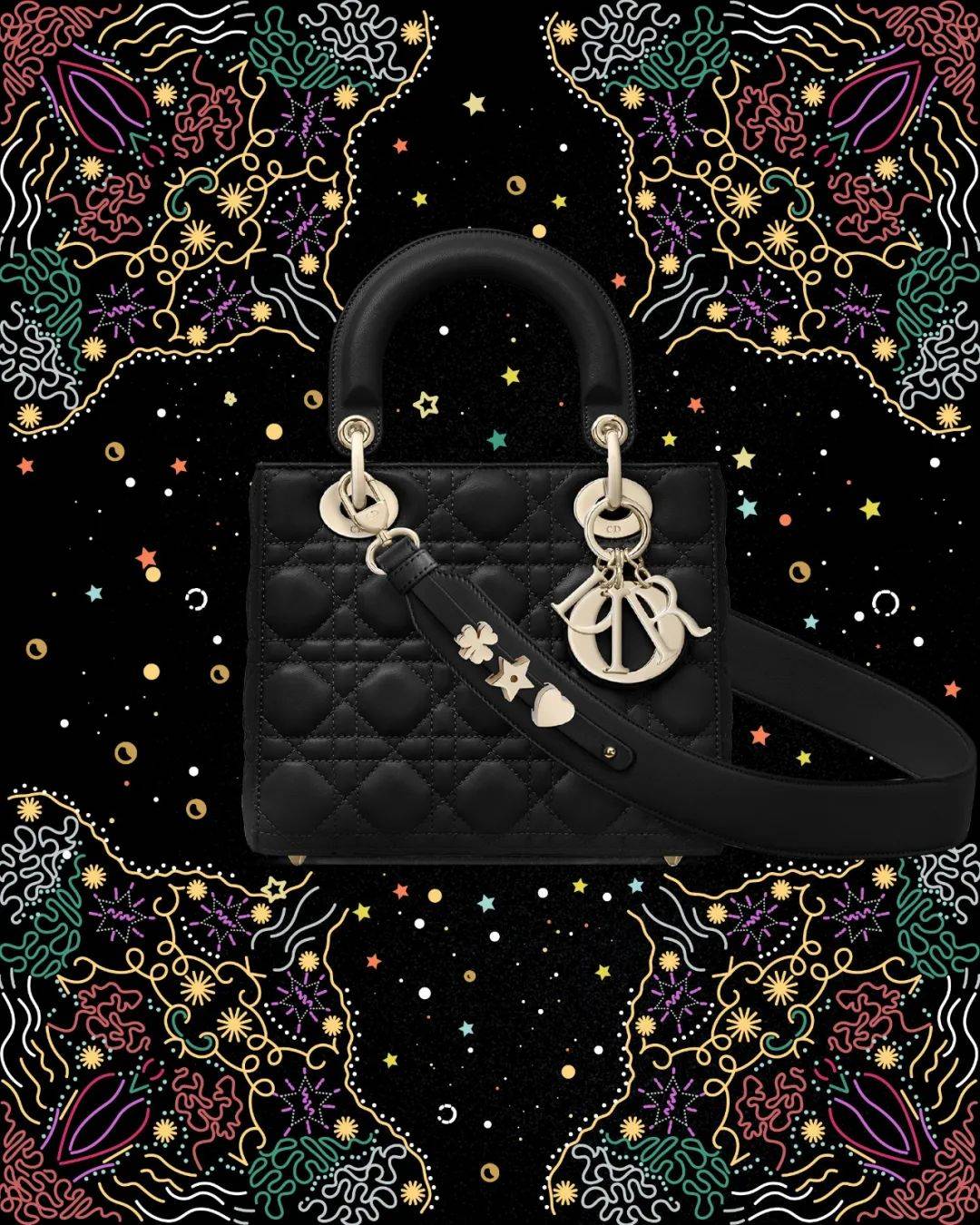 dior in lights ,将细腻精湛的刺绣印花点缀于标志性的 book 托特包