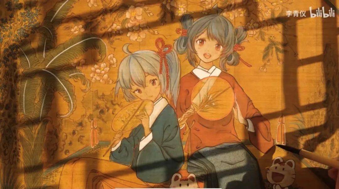 结合国风华彩2233形象,以传统国画内容为载体,搭配b站官方动漫角色