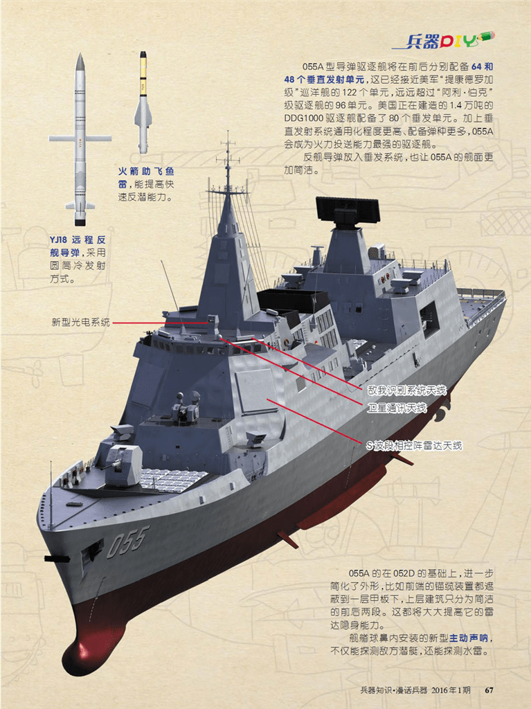 图源:中国军网目前可以确定的是,即将入列的055型驱逐舰属于之前16艘