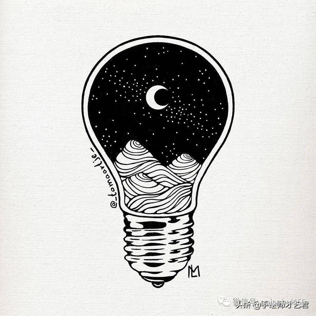 精湛针管笔风景手绘线条精炼透视精准图形创意十足线条排的太舒服了