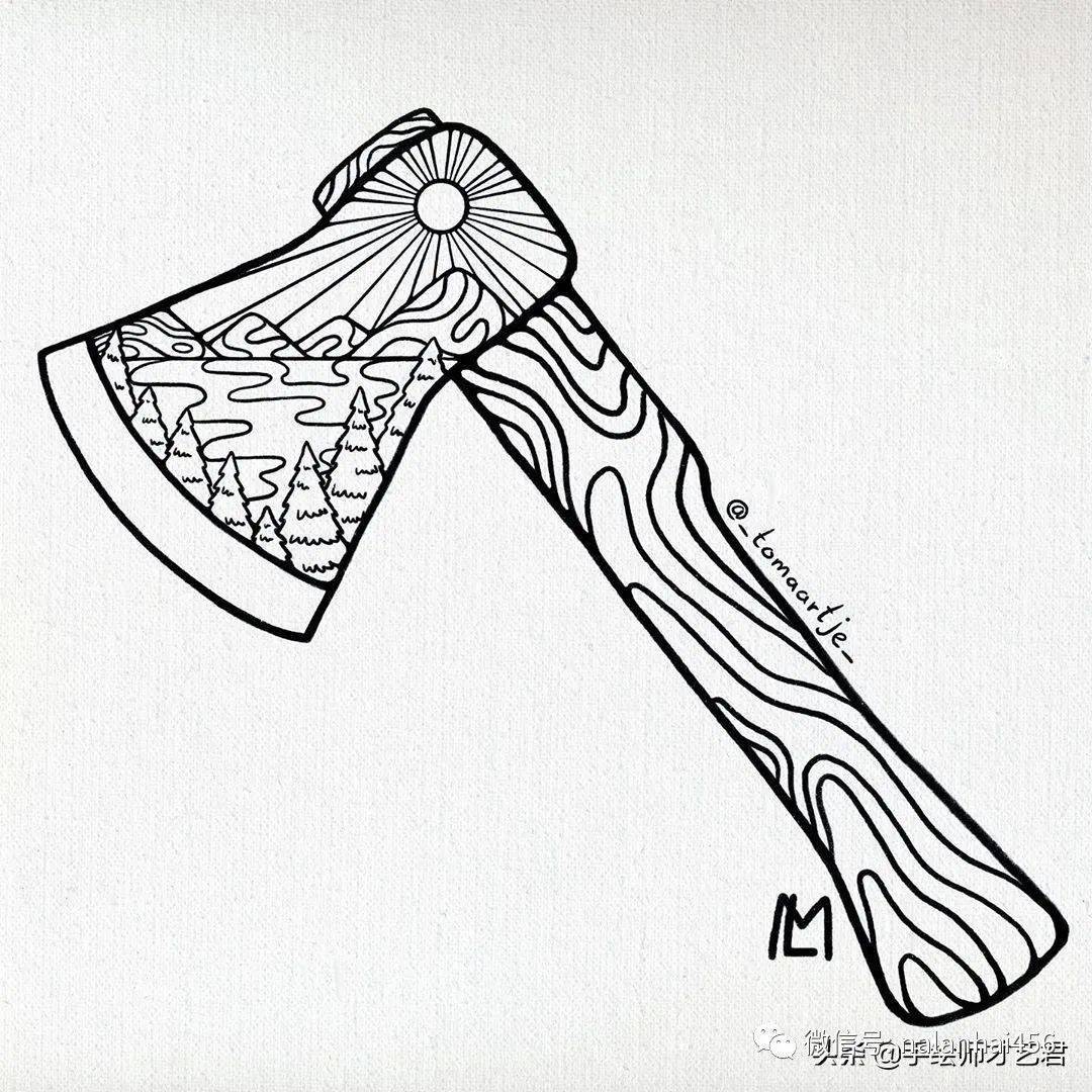 精湛针管笔风景手绘线条精炼透视精准图形创意十足线条排的太舒服了