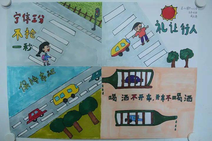 交通安全小小画家挥毫泼墨用画笔绘制交通安全