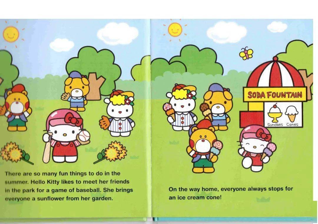 夏天春天里,hello kitty喜欢去野外欣赏郁金香的萌发,也喜欢和mimmy一