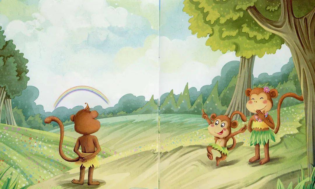 "源源的提问让正在看书的猴爸爸听见了,它说:"这是因为平时的空气中没