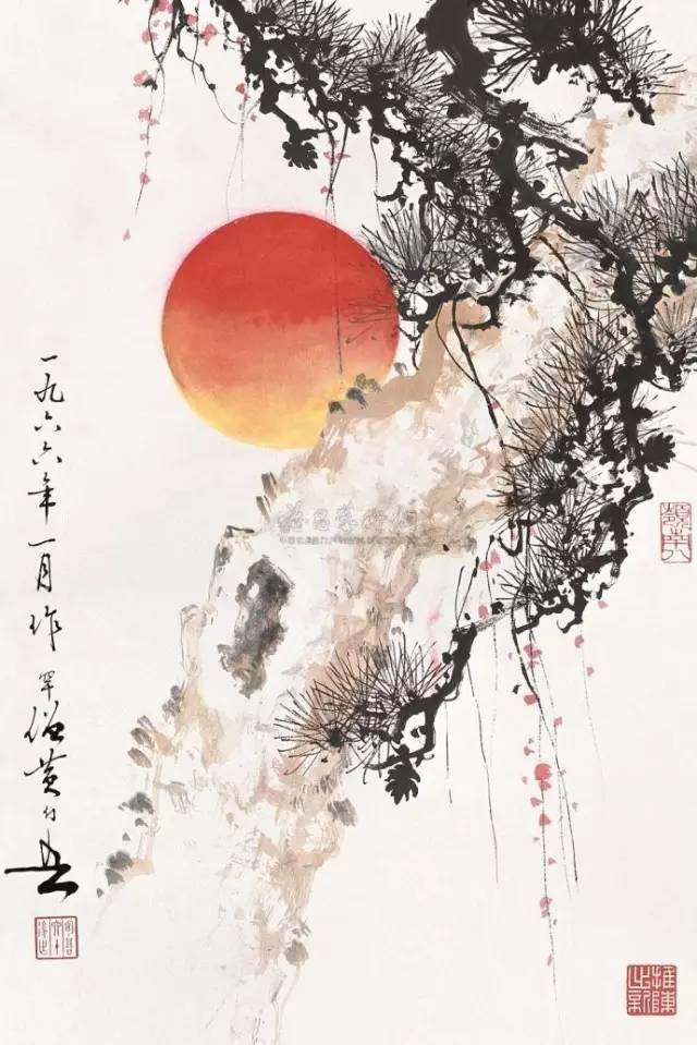 董寿平(1904-1997)松下论道图傅抱石(1904-1965)白岳黄山两逸民 傅抱