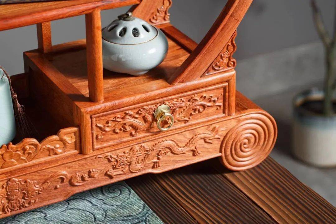 缅甸花梨双抽~圆博古架