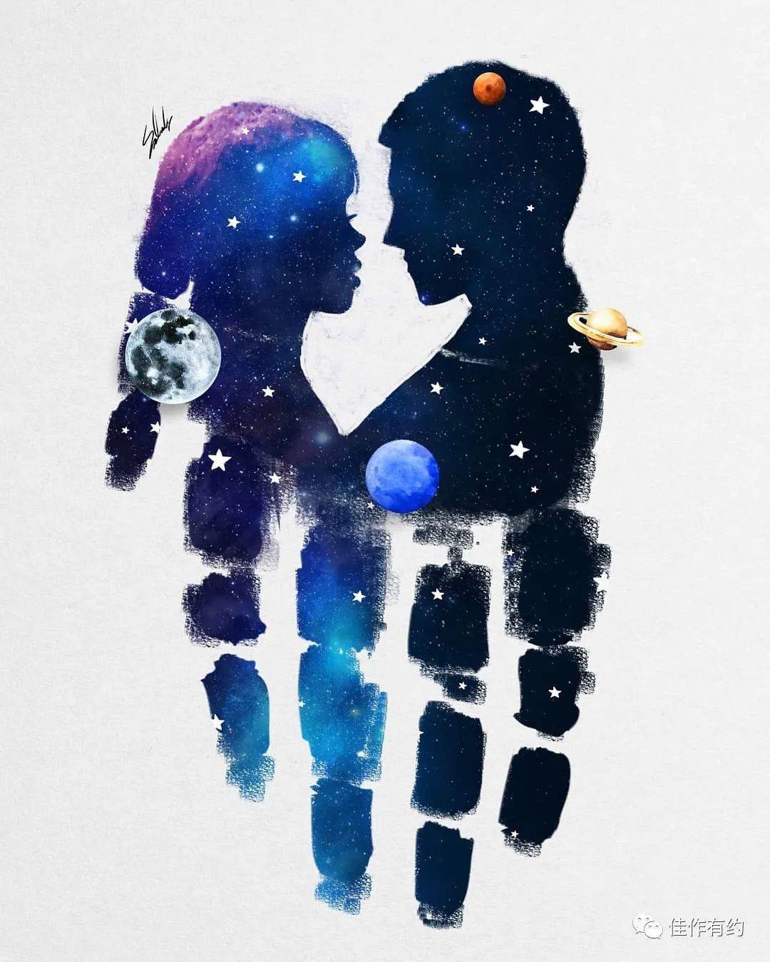 插画师运用数字艺术拥抱那无比浩瀚的美丽星辰