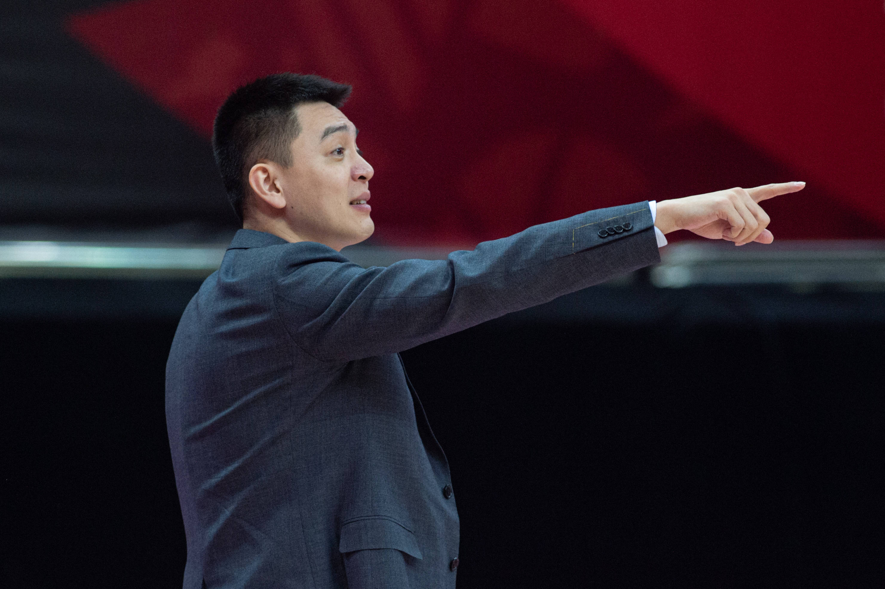 1月14日,辽宁本钢队主教练杨鸣在比赛中指挥.