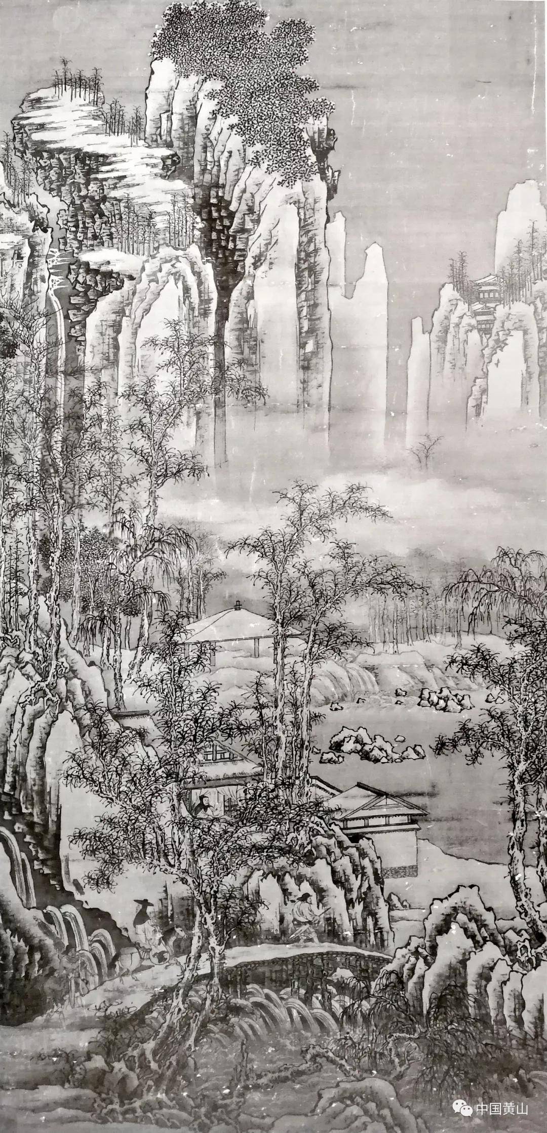 黄山雪景国画图片