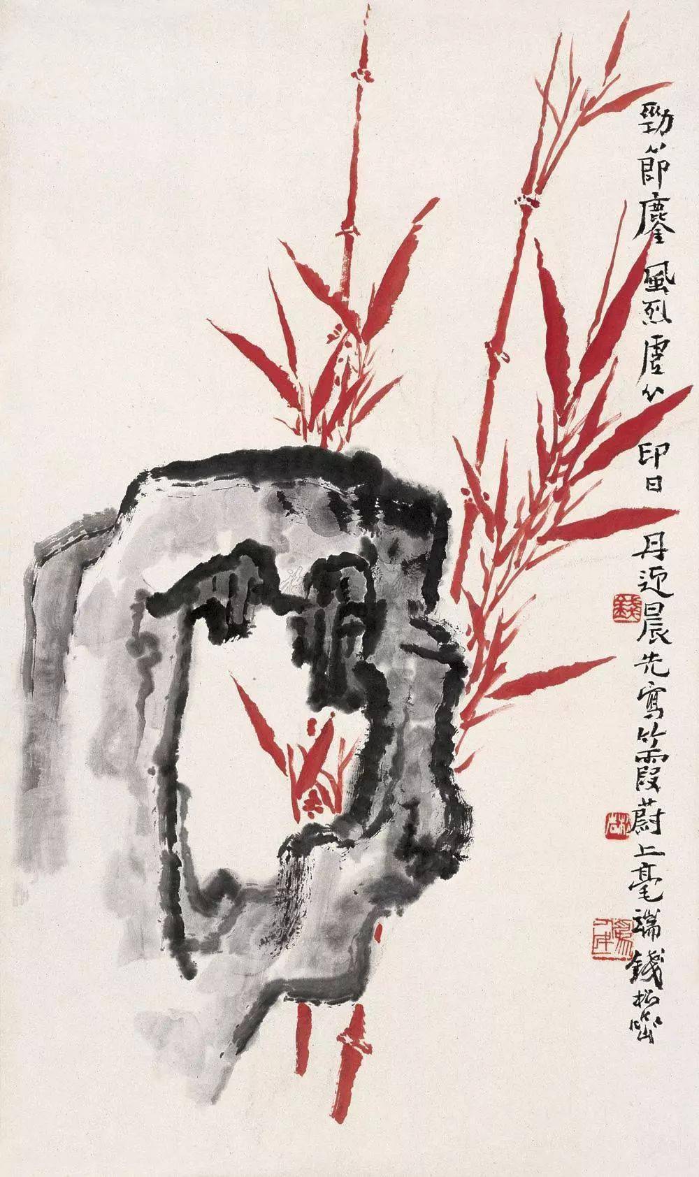 朱色画竹，别有一番韵味！_搜狐网