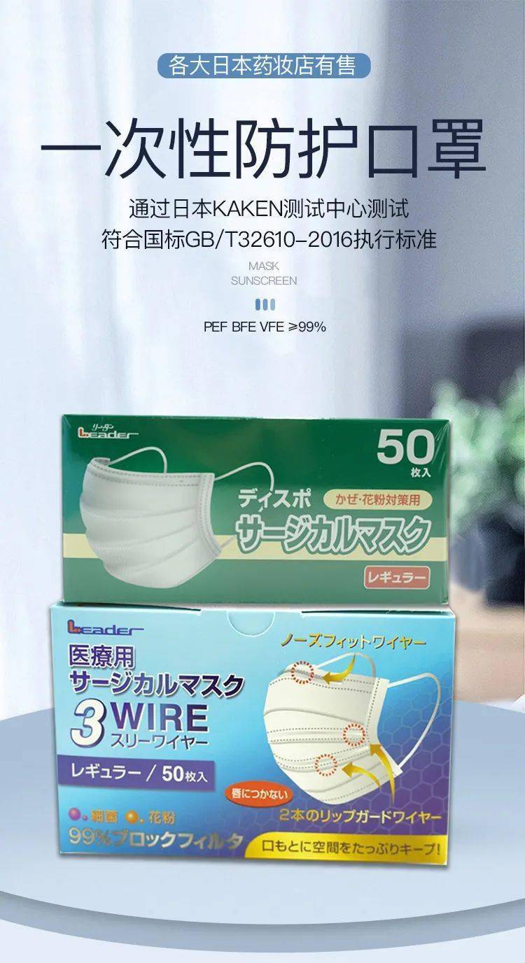 99bfe出口日本一次性立体口罩50枚