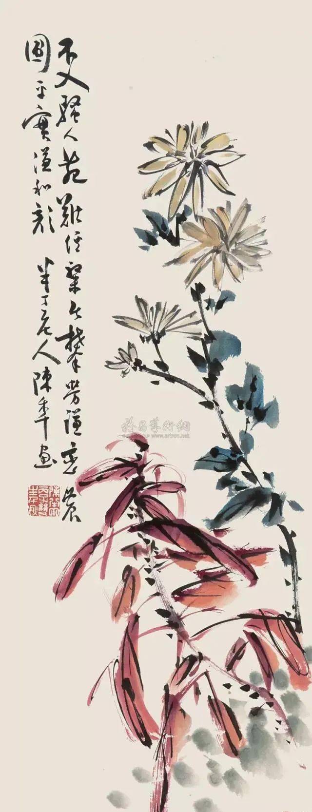 陈半丁菊花欣赏