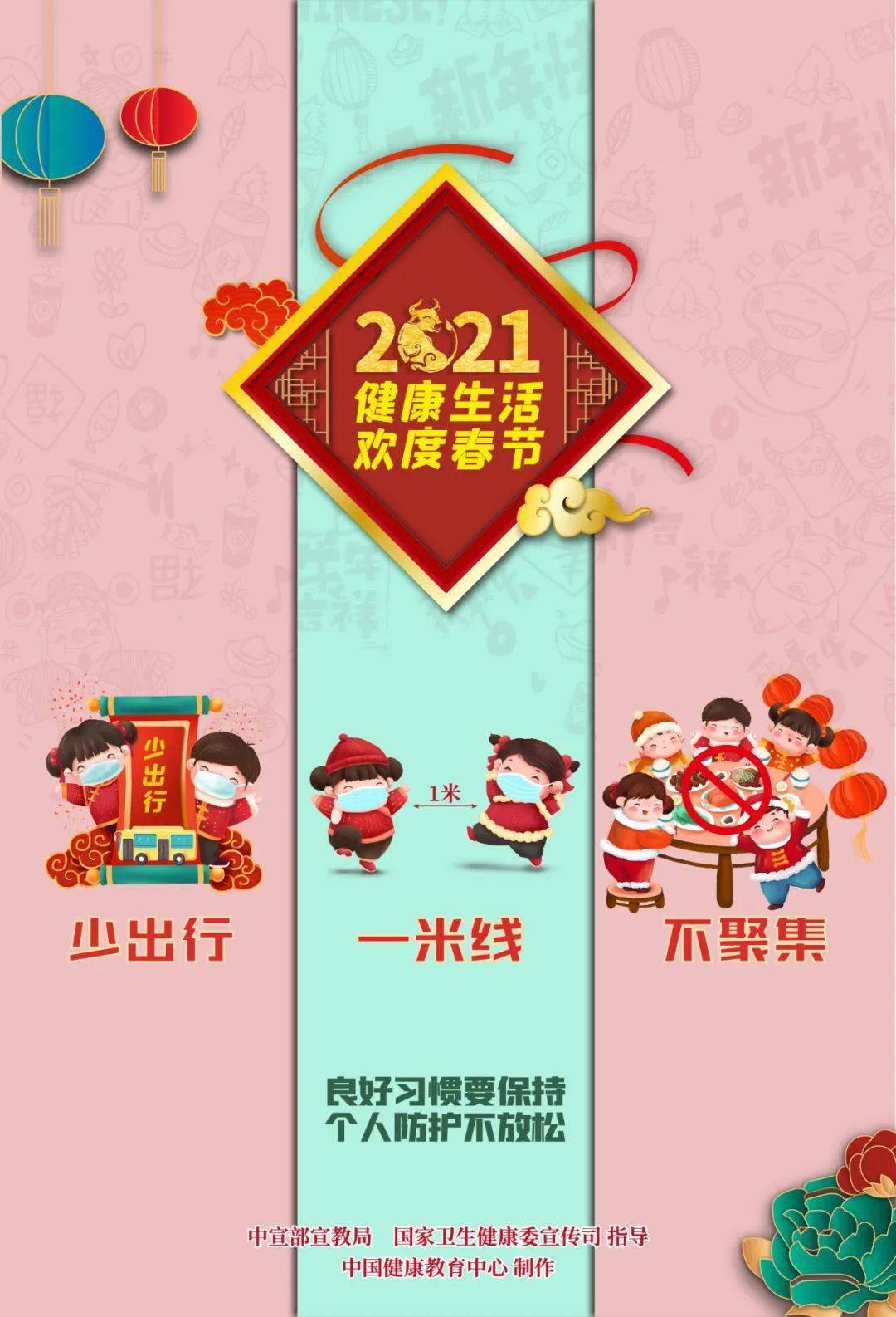 海报2021健康生活欢度春节