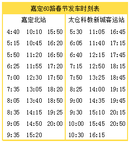 嘉定太仓科教新城!这条公交线路2021年春节时刻表有变化!