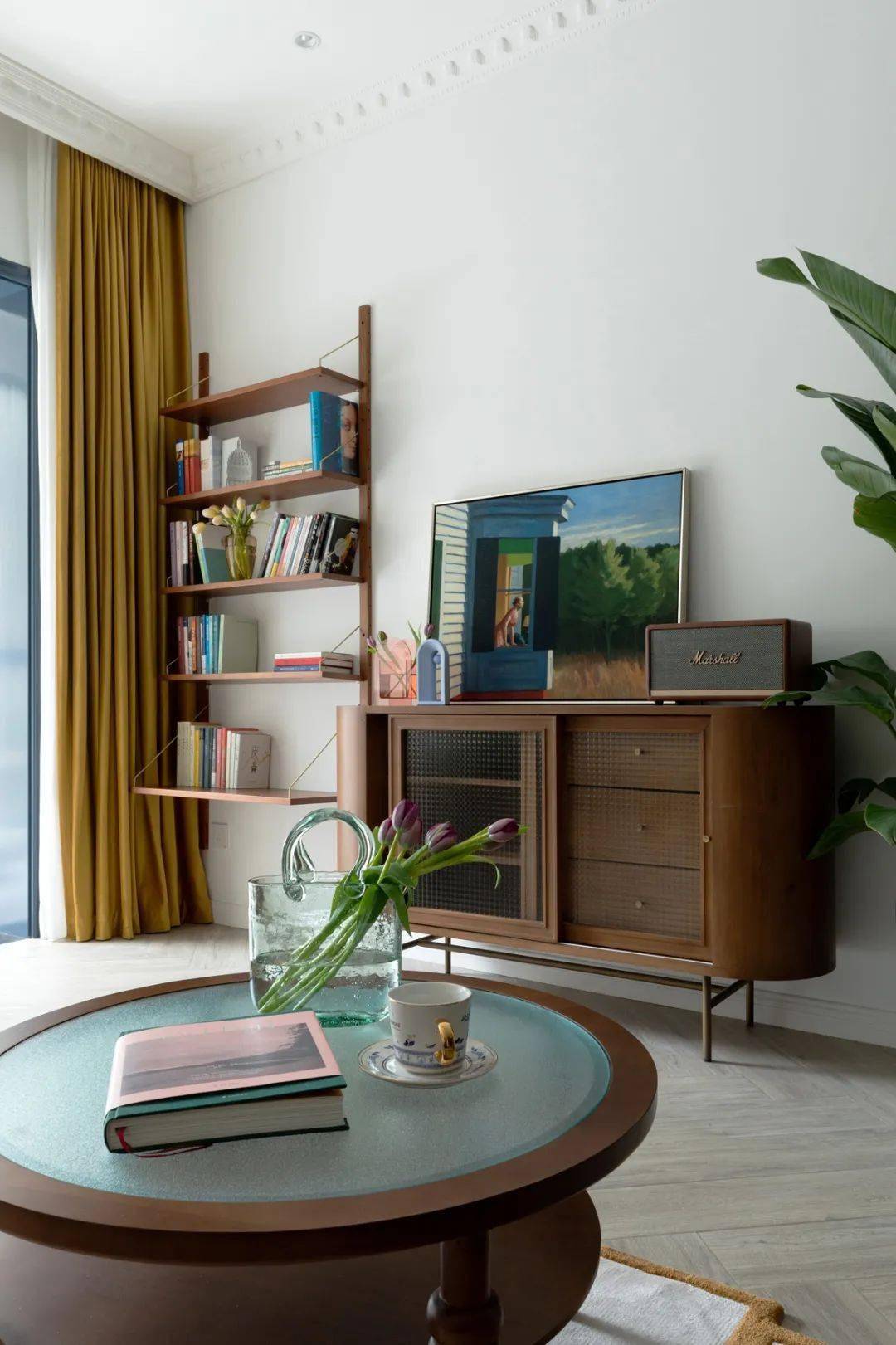 雕花石膏黄铜复古文艺的小资格调宏福樘设计亦舍软装