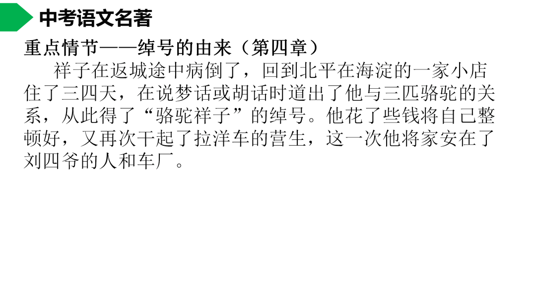 初中語文七下駱駝祥子名著導讀思維導圖考點合集寒假預習必收