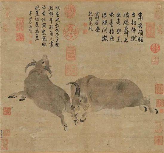 唐 戴嵩 斗牛图 40×40.8cm 绢本 台北故宫博物院藏