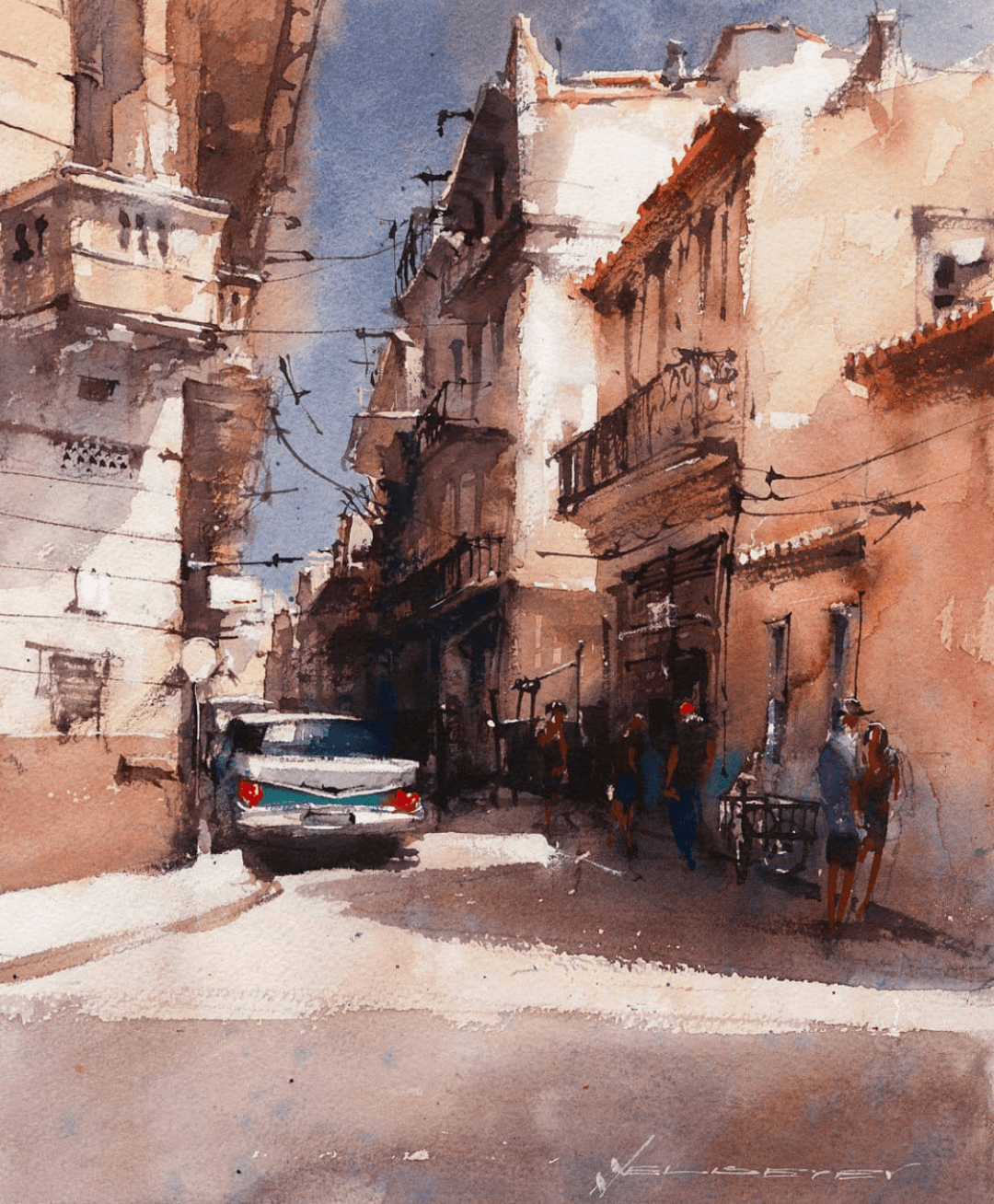 美国水彩画家vladislavyeliseyev作品欣赏街景篇