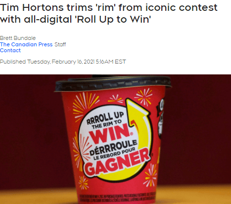 哇 Tim Hortons 卷边奖 活动开始啦 这次人人都有奖哦 Roll