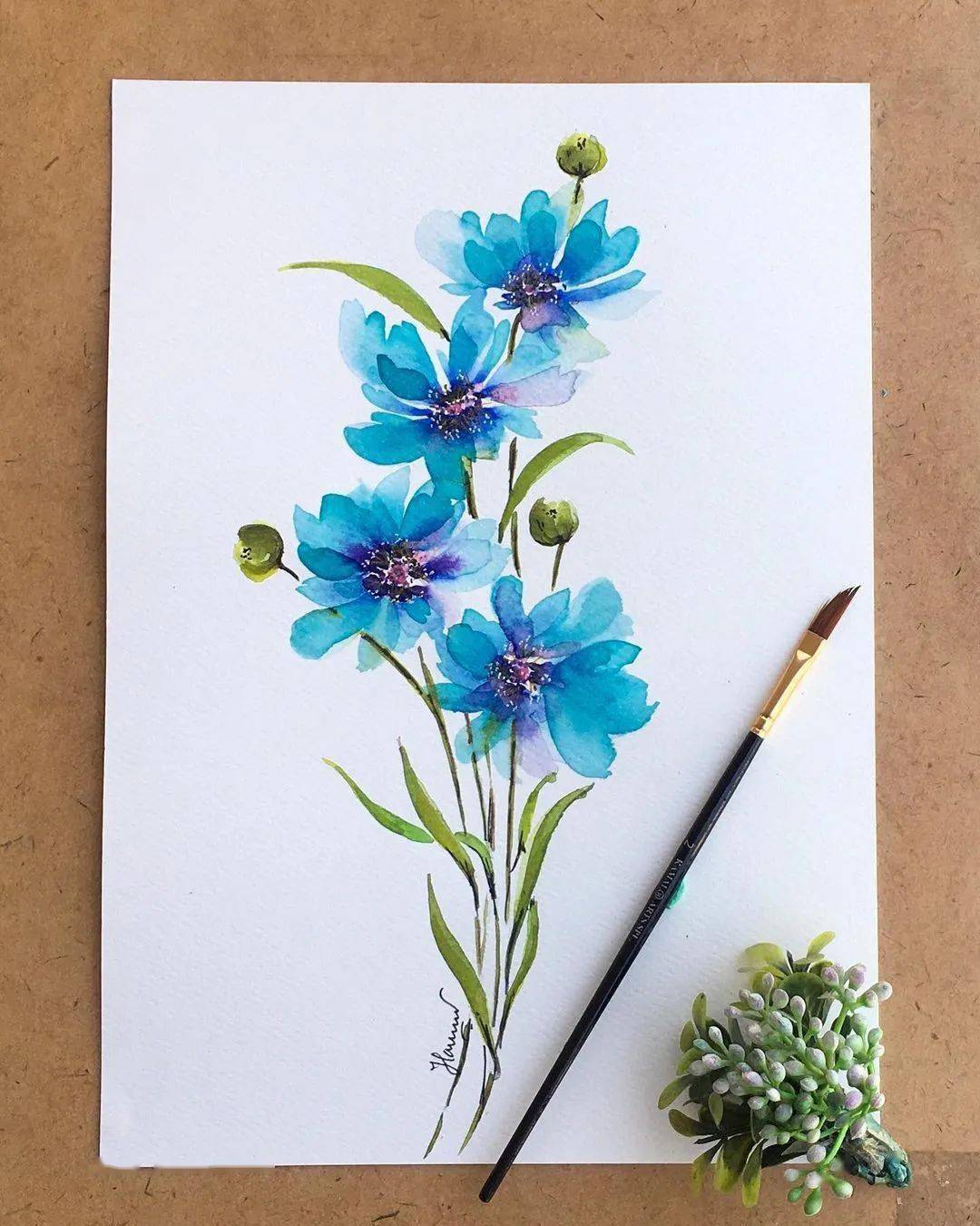 水彩花卉简单笔触画出好效果