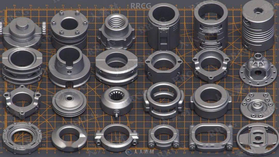 400組科幻硬表面機械零件雕刻細節3d模型合集_素材