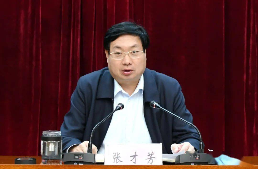 县长张力超主持会议,县级领导王清龙,杨玉兴,温俊华,李永清,苗建军