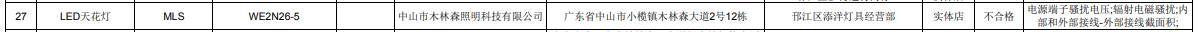 江苏通报产品抽查情况 木林森LED天花灯登榜不合格(图1)