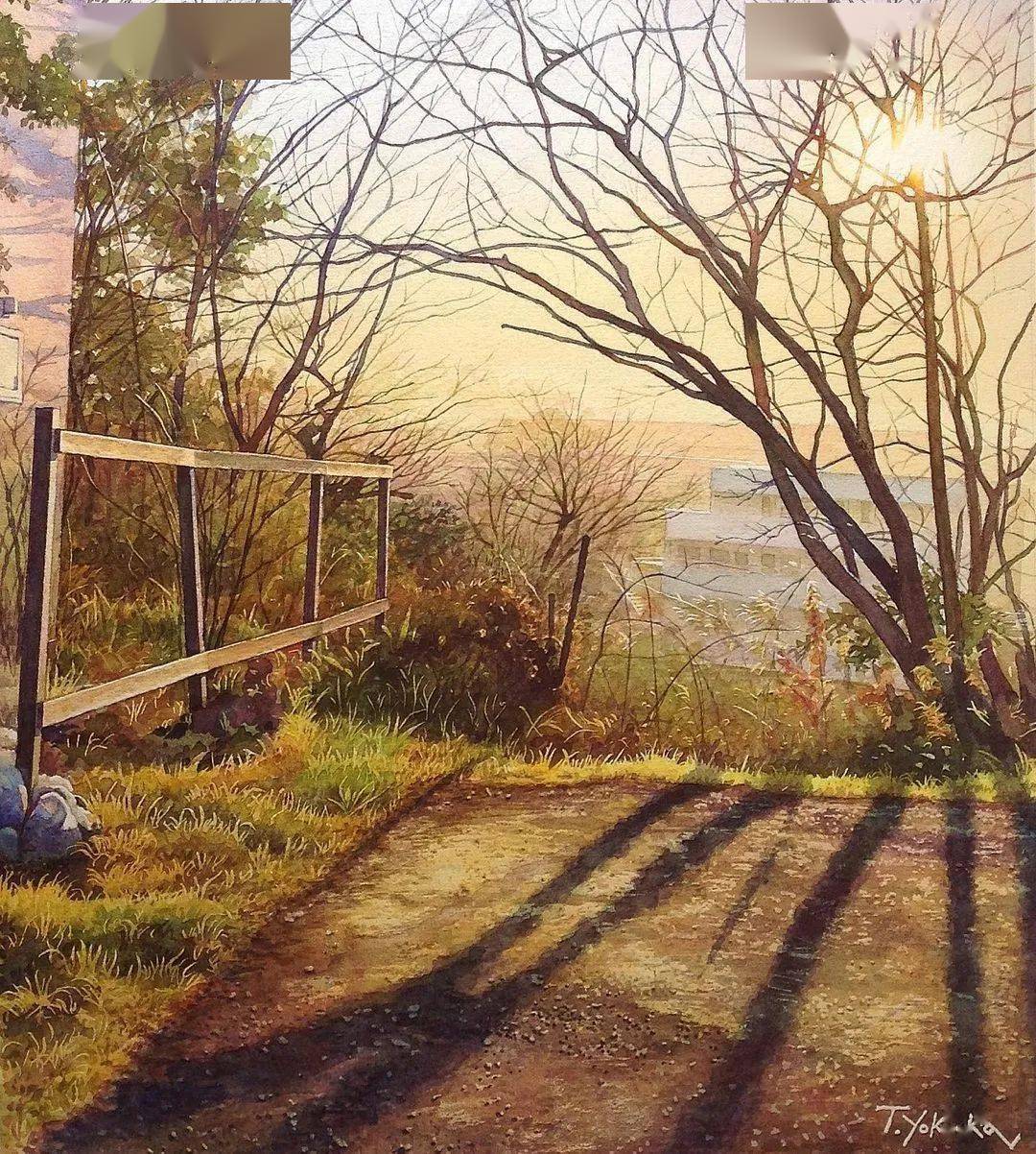 72岁大爷笔下这水彩唯美风景光感发挥出极致美爆