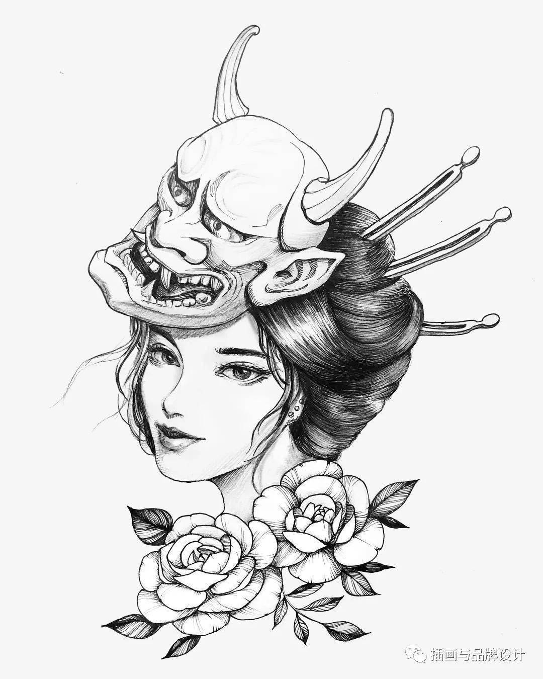 中的或美艳或英气的少女形象画法的元素点缀在背景中的角落再加上云层