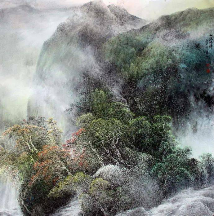 冯一鸣 泼彩工笔山水画欣赏