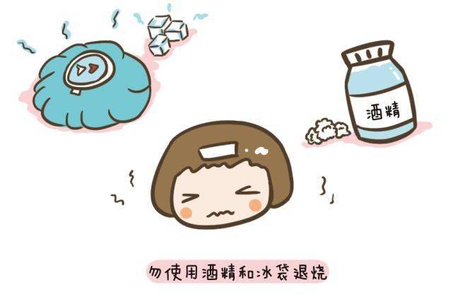 物理降温,不用刻意穿太厚,盖太厚,温水擦浴,不推荐冰袋,酒精.