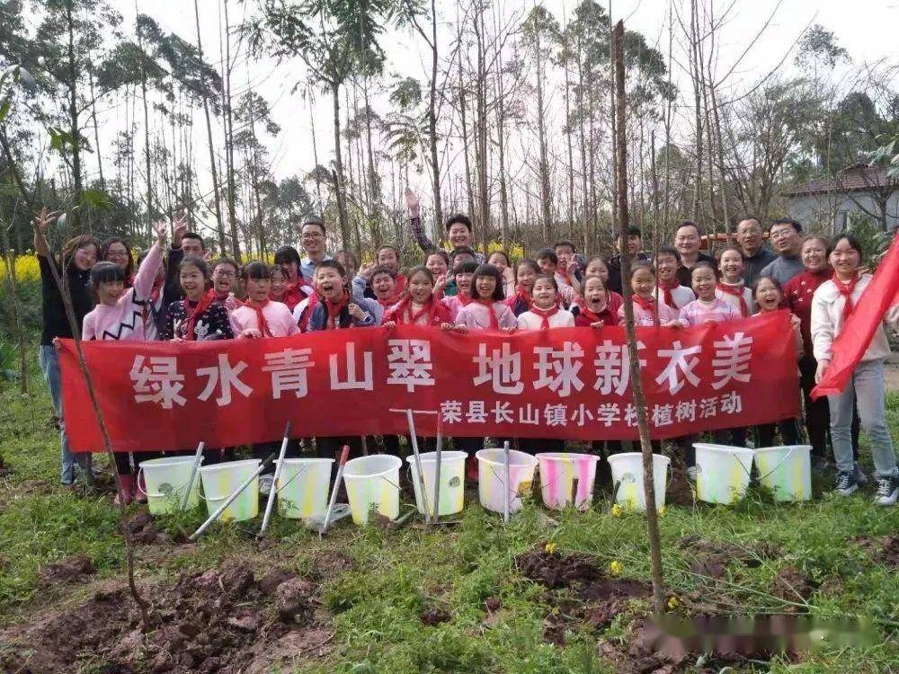区县学校教育动态荣县长山镇小学校2021年植树节活动
