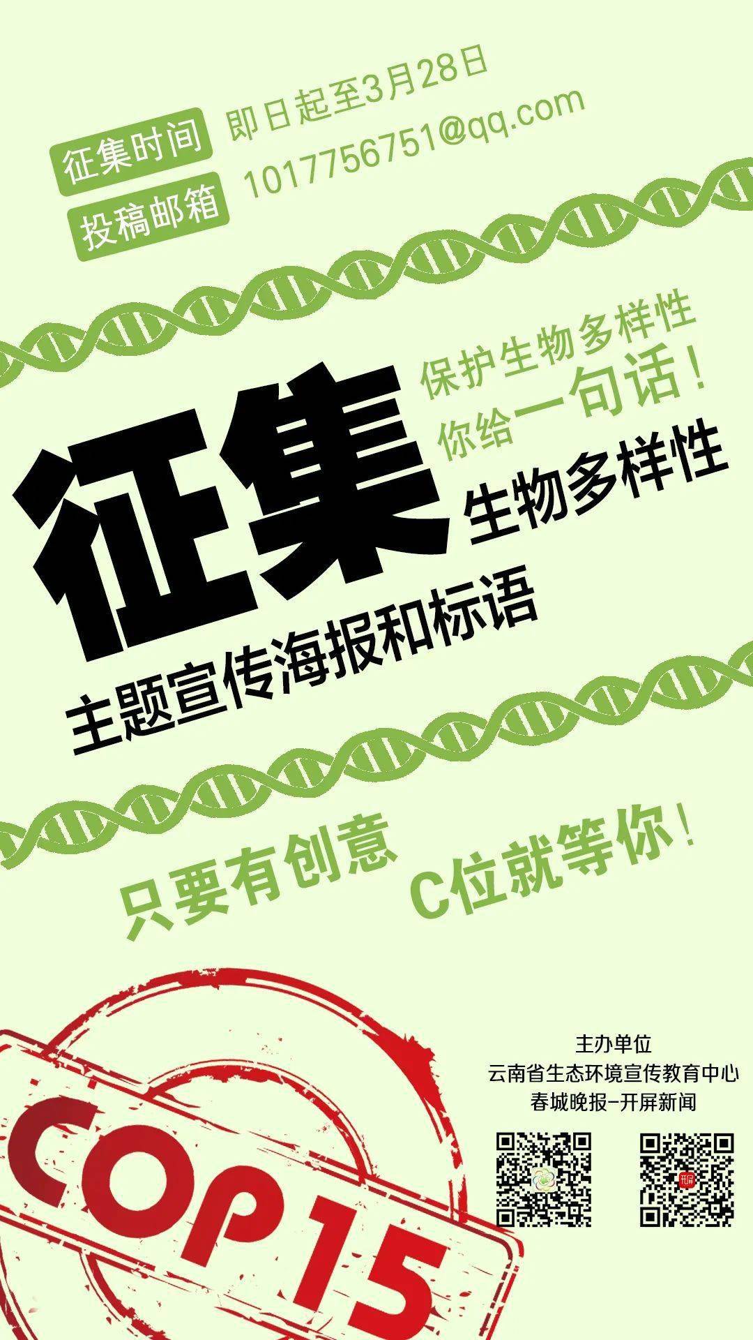 宣传海报和标语联合国《生物多样性公约》第十五次缔约方大会(cop15)
