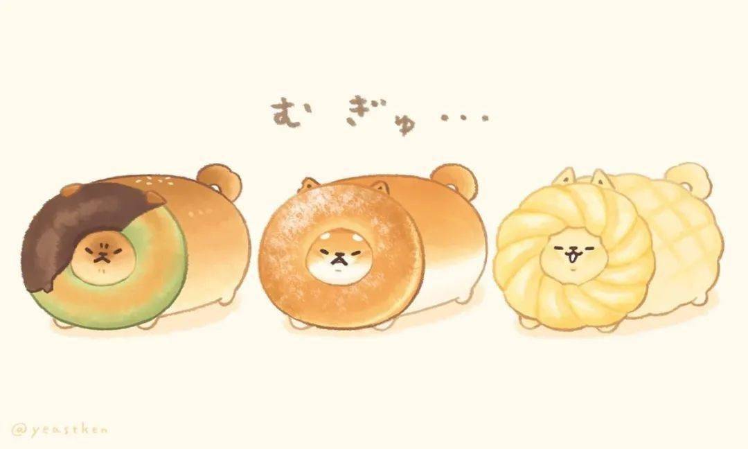 插画素材十四温暖治愈的柴犬面包插画分享