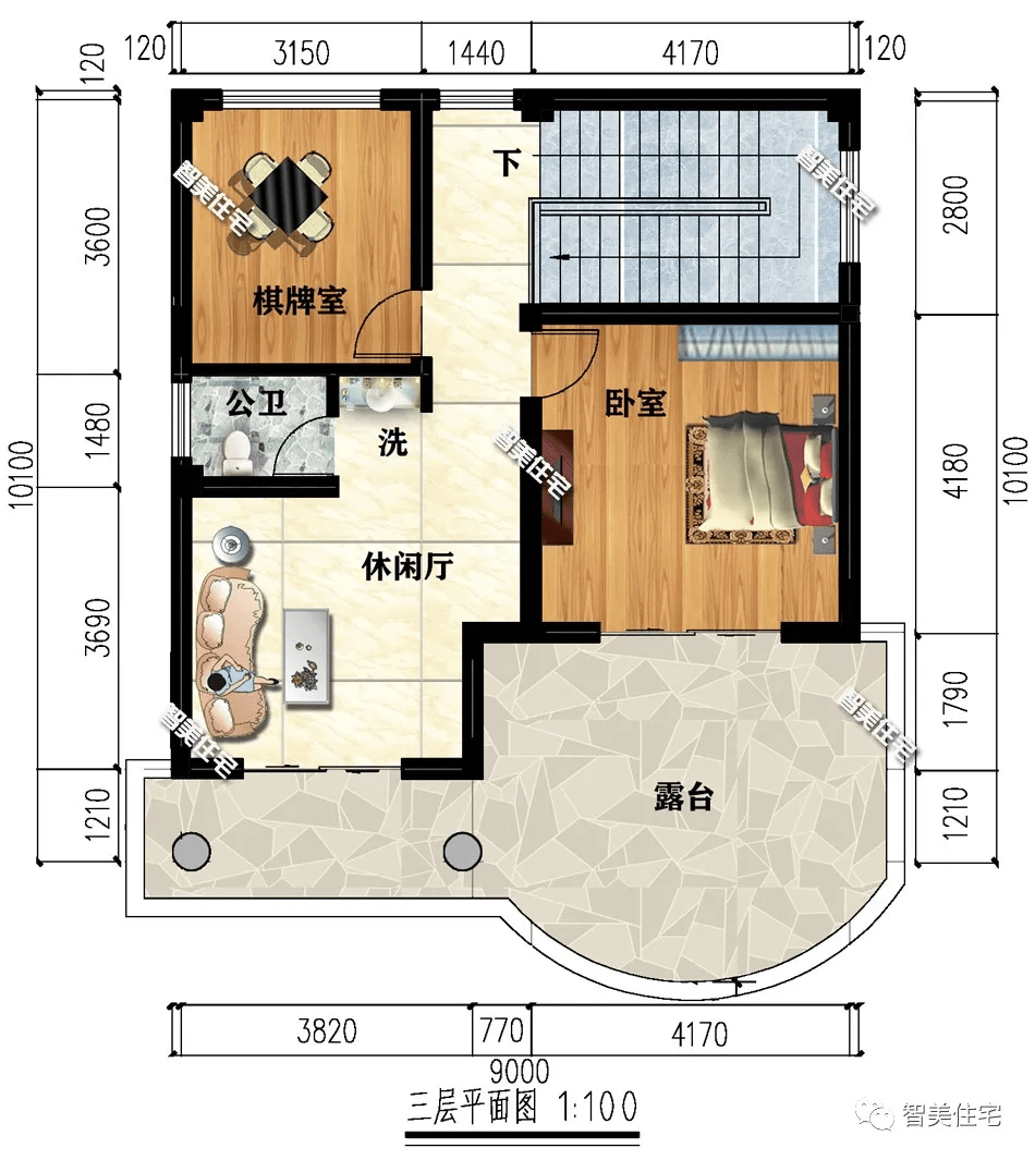 带架空层设计的四层别墅第一栋宽9米造型照样大气