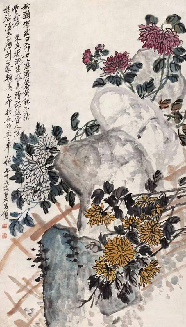 吴昌硕大写意花卉，艳而不俗_书法