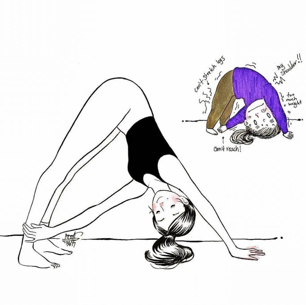 女神练瑜伽vs你练瑜伽,史上流传最广的瑜伽漫画,太绝了~_动作