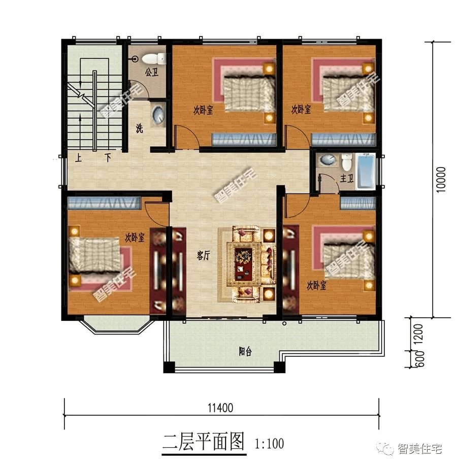 关注微信公众号:智美住宅,上千款别墅户型施工图纸,可私人订制设计.