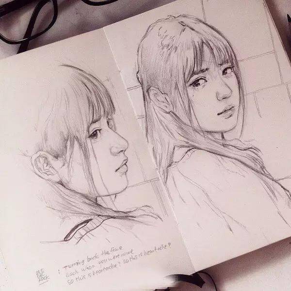 这样的素描少女好美腻