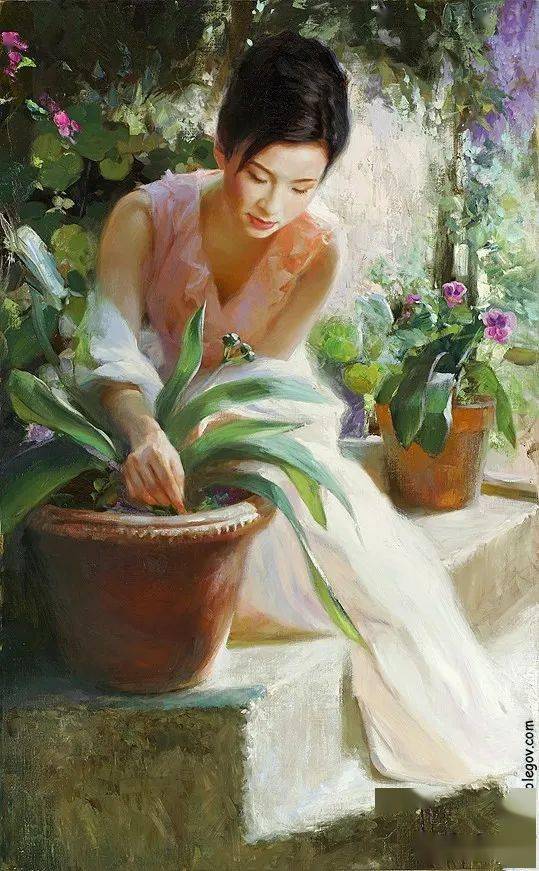 迷人的少女人体,诗意的光色表现_油画