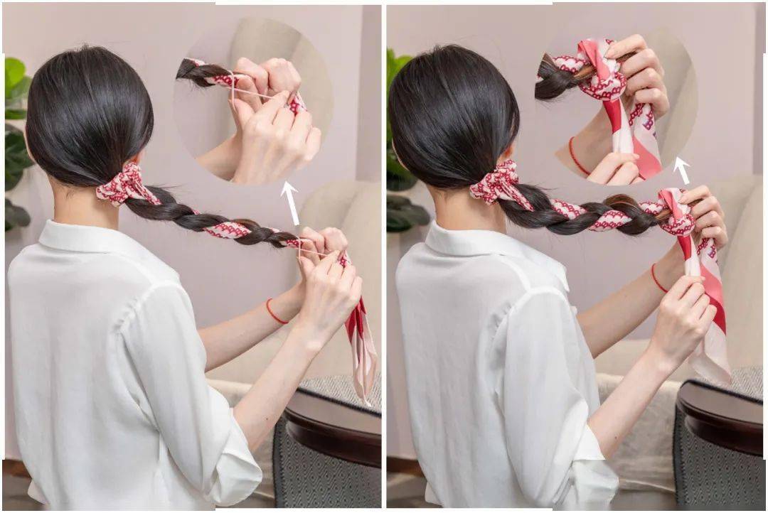 红人boom|这样扎头发,很好看!_丝巾