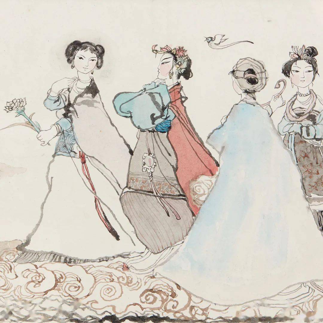 程十发送女弟子四组册页，隐藏了四十年的精彩|画家|人物画|山水画