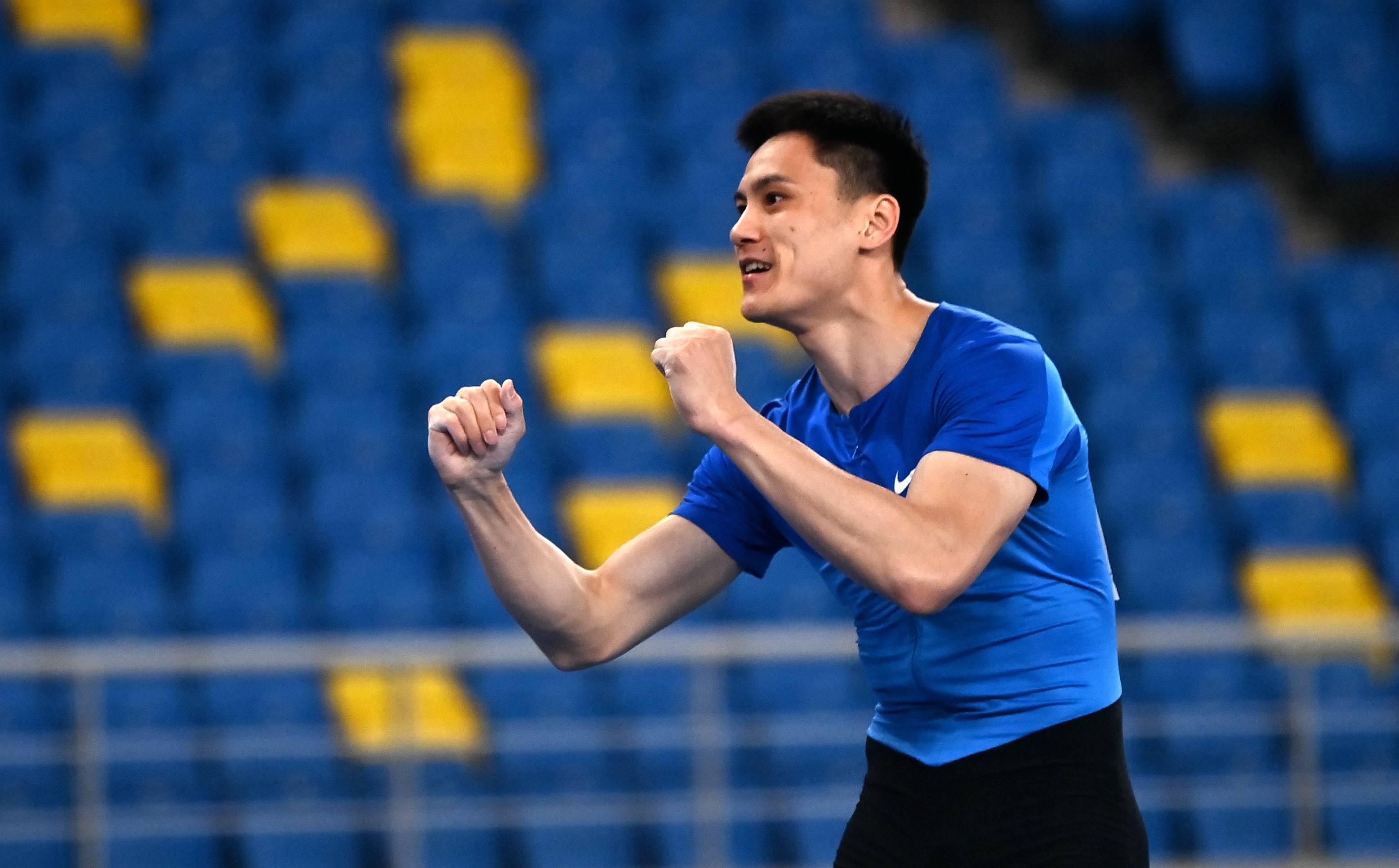 田径——全运会测试赛:男子撑杆跳高赛况