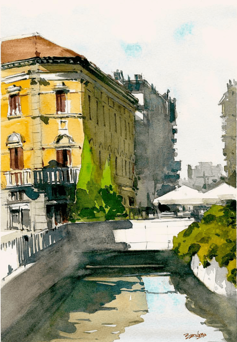 意大利艺术家——barnaba salvador水彩作品欣赏(街景系列)