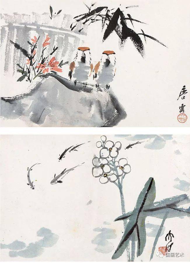 唐云花鸟册页欣赏